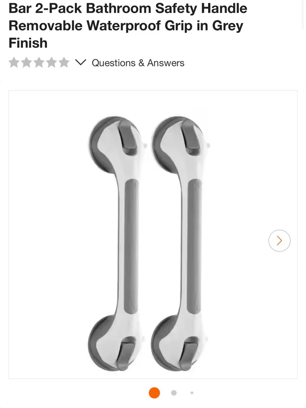 White and Gray Suction Grab Bar for Bathroom Safety